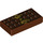 LEGO Reddish Brown Tile 1 x 2 with Chocolate Bar and Gold Bow with Groove (3069 / 25395)