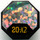LEGO Roadsign Clip-on 2 x 2 Octagonal with &#039;20-X2&#039; and Glitter Sticker
