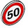 LEGO Roadsign Clip-på 2 x 2 Rund med &#039;50&#039; Speed Limit (30261 / 83388)