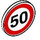 LEGO Roadsign Clip-auf 2 x 2 Runden mit &#039;50&#039; Speed Limit (30261 / 83388)