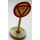LEGO Round Road Sign with STOP in red bordered triangle pattern with base Type 2