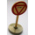 LEGO Round Road Sign with STOP in red bordered triangle pattern with Base Type 2