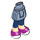 LEGO Sandblau Hüfte mit Basic Gebogen Skirt mit Magenta Shoes mit Weiß Laces und Soles mit dickem Scharnier (23896 / 92820)