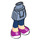 LEGO Blu sabbiato Minidoll Fianco con Curvo Gonna con Magenta Shoes con Bianco Laces e Soles (cerniera spessa) (23896 / 92820)