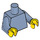 LEGO Sand Blue Undecorated Torso with Sand Blue Arms and Yellow Hands (6131 / 76382)