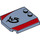 LEGO Bleu sable Coin 4 x 4 Incurvé avec rouge Rayures (45677 / 47698)