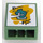 LEGO Sand Green Brick 1 x 2 x 2 with Dark Turquoise Pottery on Yellow Background Sticker with Inside Stud Holder (3245)