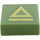 LEGO Sand Green Tile 1 x 1 with Bright Light Yellow Triangle and Stripe with Groove (3070 / 100997)