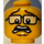 LEGO Scientist Head with Glasses (Recessed Solid Stud) (3626 / 18288)