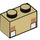 LEGO Tan Brick 1 x 2 with Pixelated Minecraft White Eyes with Bottom Tube (3004 / 76988)