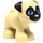 LEGO Beige Hund - Pug med Sort Ører og Muzzle og Bright Lyserød Næse (24564)