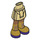 LEGO Tan Hip with Basic Curved Skirt with Gold Boots and Dark Purple Laces with Thick Hinge (35634)