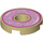 LEGO Tan Tile 2 x 2 Round with Hole in Center with Pink Donut with Sprikles (15535 / 72190)