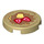 LEGO Tan Tile 2 x 2 Round with Pancake with Strawberries and Butter with Bottom Stud Holder (14769 / 103295)