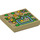 LEGO Tan Tile 2 x 2 with Super Mario Map with Castle with Groove (3068 / 103770)