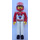LEGO Technic Figure Wit Poten, Wit Top met Rood Vest, Rood Armen, Zwart Haar, Rood Helm Technische figuur