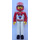 LEGO Technic Figure White Legs, White Top with Red Vest, Red Arms, Black Hair, Red Helmet Technic Figure