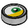LEGO Tegel 1 x 1 Ronde met Rechtsaf Green Minion Eye met Geel (35380 / 69072)
