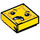 LEGO Tile 1 x 1 with Yellow Kryptomite Face  with Groove (3070 / 29396)