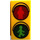 LEGO Tile 1 x 2 with Red and Green Minifigure Crosswalk Sign with Groove (3069 / 21193)