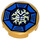 LEGO Tile 2 x 2 Round with Airjitzu Lightning Symbol in Blue Octagon Pattern with Bottom Stud Holder (14769 / 21289)