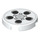 LEGO Tile 2 x 2 Round with Alloy Wheel with Black and Silver Circles with Bottom Stud Holder (87743 / 102476)