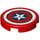 LEGO Tile 2 x 2 Round with Captain America Decoration with Bottom Stud Holder (14769 / 74351)
