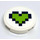 LEGO Tile 2 x 2 Round with Lime Pixel Heart Sticker with Bottom Stud Holder (14769)