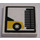 LEGO Tile 2 x 2 with Black and Yellow Car, Black Brush Sticker with Groove (3068)