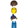 LEGO Zug Worker mit Weiß und rot Safety Vest Muster, Blau Beine, Brown Male Haar Minifigur
