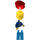 LEGO Trains Minifigure, Suit met 3 Buttons Blauw - Blauw Poten, Rood Hoed