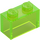 LEGO Transparent Bright Green Brick 1 x 2 without Bottom Tube (3065 / 35743)