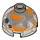 LEGO Transparant bruin zwart Steen 2 x 2 Rond met Dome Top met R3-A2 Astromech Droid Hoofd (holle nop, ashouder) (24046 / 30367)