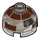 LEGO Transparant bruin zwart Steen 2 x 2 Rond met Dome Top met R3-M2 Astromech Droid Hoofd (holle nop, ashouder) (18841 / 33758)