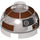 LEGO Transparent Brown Black Brick 2 x 2 Round with Dome Top with R3-M2 Astromech Droid Head (Hollow Stud, Axle Holder) (18841 / 33758)