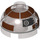 LEGO Transparant bruin zwart Steen 2 x 2 Rond met Dome Top met R3-M2 Astromech Droid Hoofd (holle nop, ashouder) (18841 / 33758)