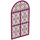 LEGO Transparent Glass for Window 1 x 6 x 7 with Curved top with Pink Lattice (65066 / 67607)