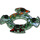 LEGO Transparent Green Ninjago Spinner Crown with Swirl Ends and Blue and Red Decoration (10461)