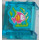 LEGO Transparent Light Blue Panel 1 x 2 x 2 with pink fish facing right with yellow stripes Sticker with Side Supports, Hollow Studs (6268)