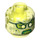LEGO Transparent Neon Green Plain Head with Decoration (Safety Stud) (3626 / 65240)