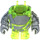 LEGO Transparent Neon Green Rock Monster Body with Dark Stone Gray Pattern and Arms