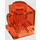 LEGO Transparant Neon Roodachtig Oranje Steen 1 x 1 met Koplamp en geen slot (4070 / 30069)