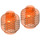 LEGO Transparent Neon Reddish Orange Minifigure Head with Decoration (Recessed Solid Stud) (3626 / 28950)