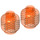 LEGO Transparent Neonrödaktig Orange Minifigur Huvud med Dekoration (Infälld solid knopp) (3626 / 28950)