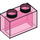 LEGO Transparent Pink Glitter Brick 1 x 2 without Bottom Tube (3065 / 35743)