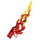 LEGO Transparant Rood Vlam / Lightning Bolt met As Gat met Marbled Transparant Geel (11302 / 21873)