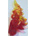 LEGO Transparentes Rot Flamme / Lightning Bolt mit Achsloch mit Marmoriert Transparent Gelb (11302 / 21873)