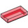 LEGO Rouge transparent Tuile 1 x 2 avec rainure (3069 / 30070)