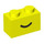 LEGO Leuchtendes Gelb Backstein 1 x 2 mit Smile mit Unterrohr (102574 / 102701)