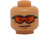 LEGO Warme Bräune Dual-Sided Männlich Kopf mit Orange Schutzbrille, Dick Eyebrowns, Cheek Lines und Smile / Stirnrunzeln (Vertiefte feste Noppen) (3626 / 100952)